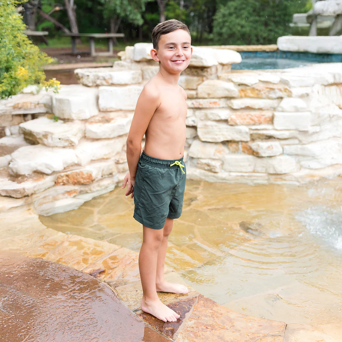 Boys Swim Shorts Forest Green - Image 3