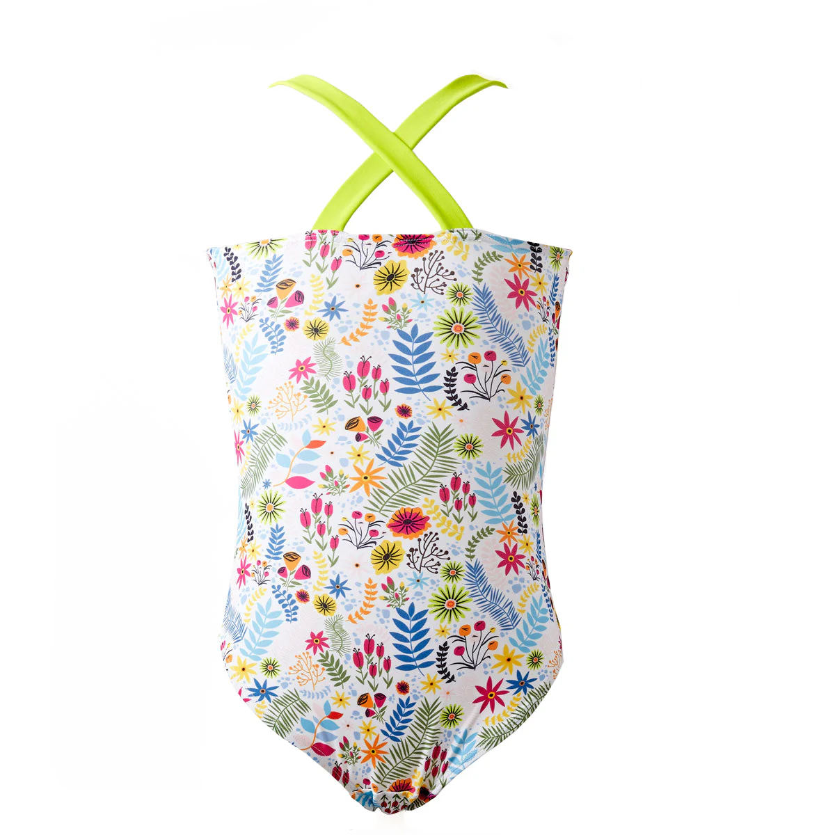 Girls Swimming Costume Jungle Paradise Lime - Image 2